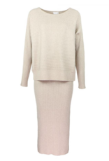 Ribbed twin set beige