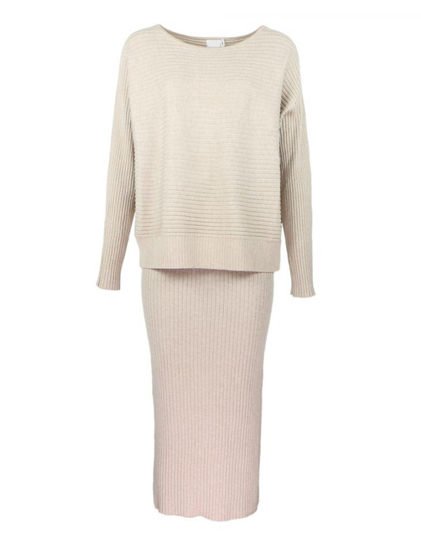 Ribbed twin set beige