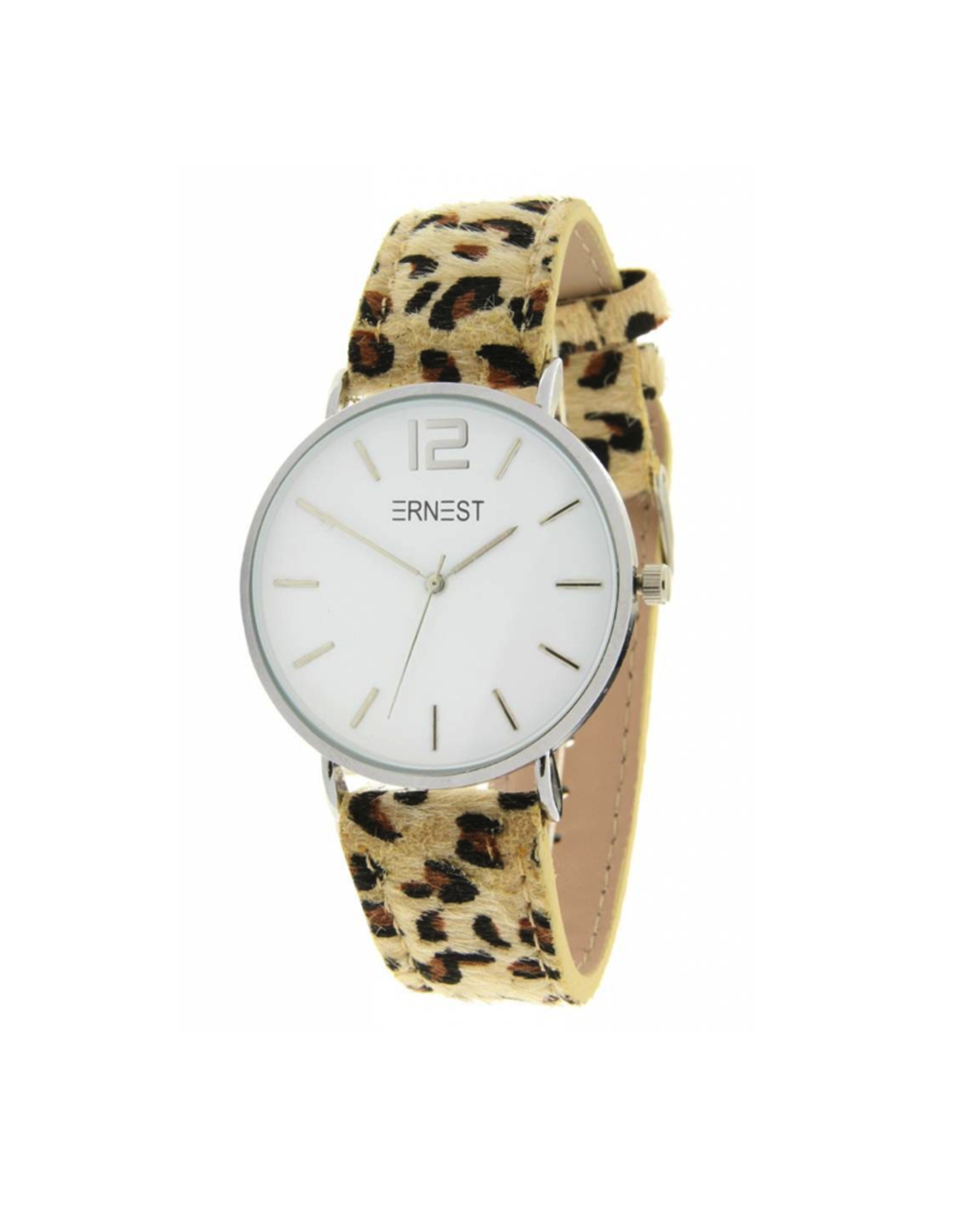 Ernest Ernest horloge leopard beige/zilver M