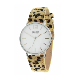 Ernest Ernest horloge leopard beige/zilver M