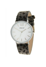 Ernest Ernest horloge leopard grijs/zilver