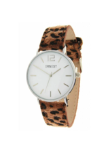 Ernest Ernest horloge leopard bruin/zilver  M