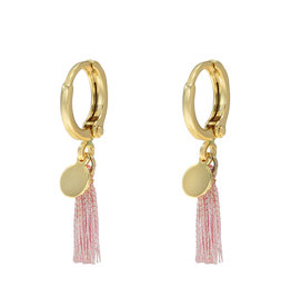 Oorbellen shiny tassel - goud