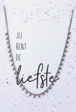 Ansichtkaart + ketting bolletjes goud/zilver