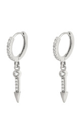 Oorbellen  arrow rhinestones - zilver