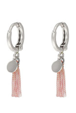 Oorbellen shiny tassel - zilver