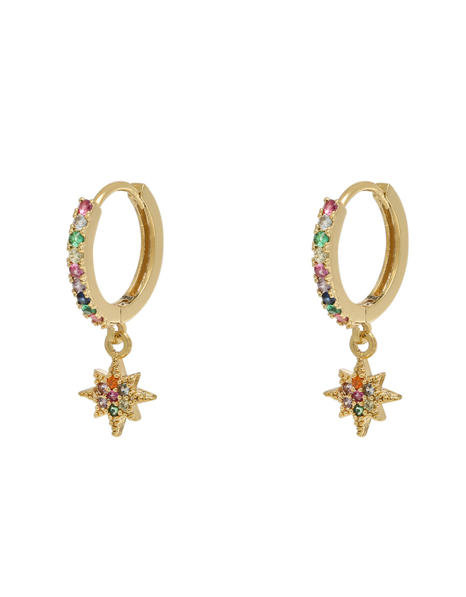Oorbellen zirconia star - rainbow