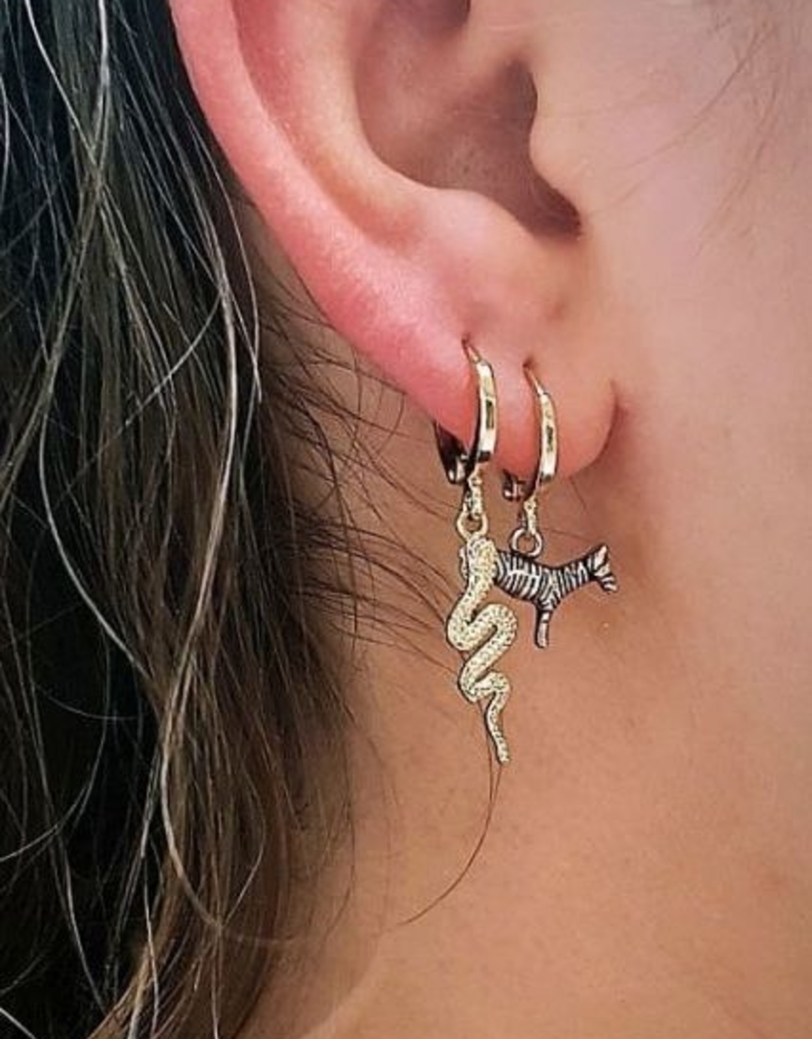 Oorbellen special snake - zilver