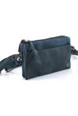 Blauw heup- schoudertasje croco zip