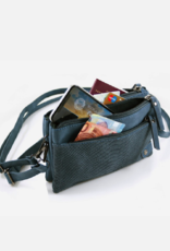 Blauw heup- schoudertasje croco zip