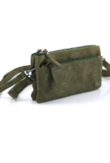 Groen heup- schoudertasje croco zip