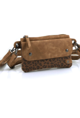 Camel heup- schoudertasje panter zip