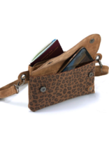 Camel heup- schoudertasje panter zip