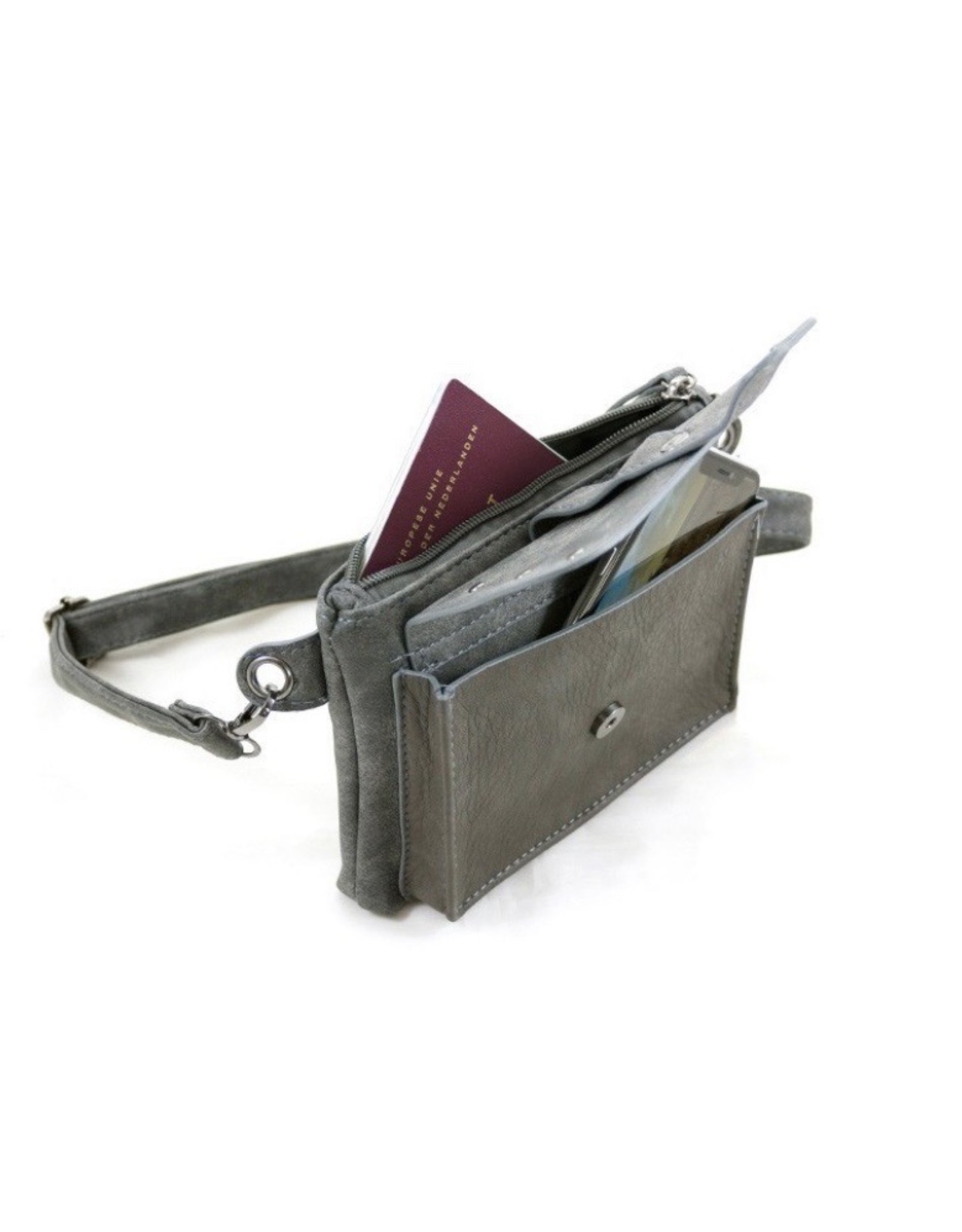 Grijs heup- schoudertasje vierkant