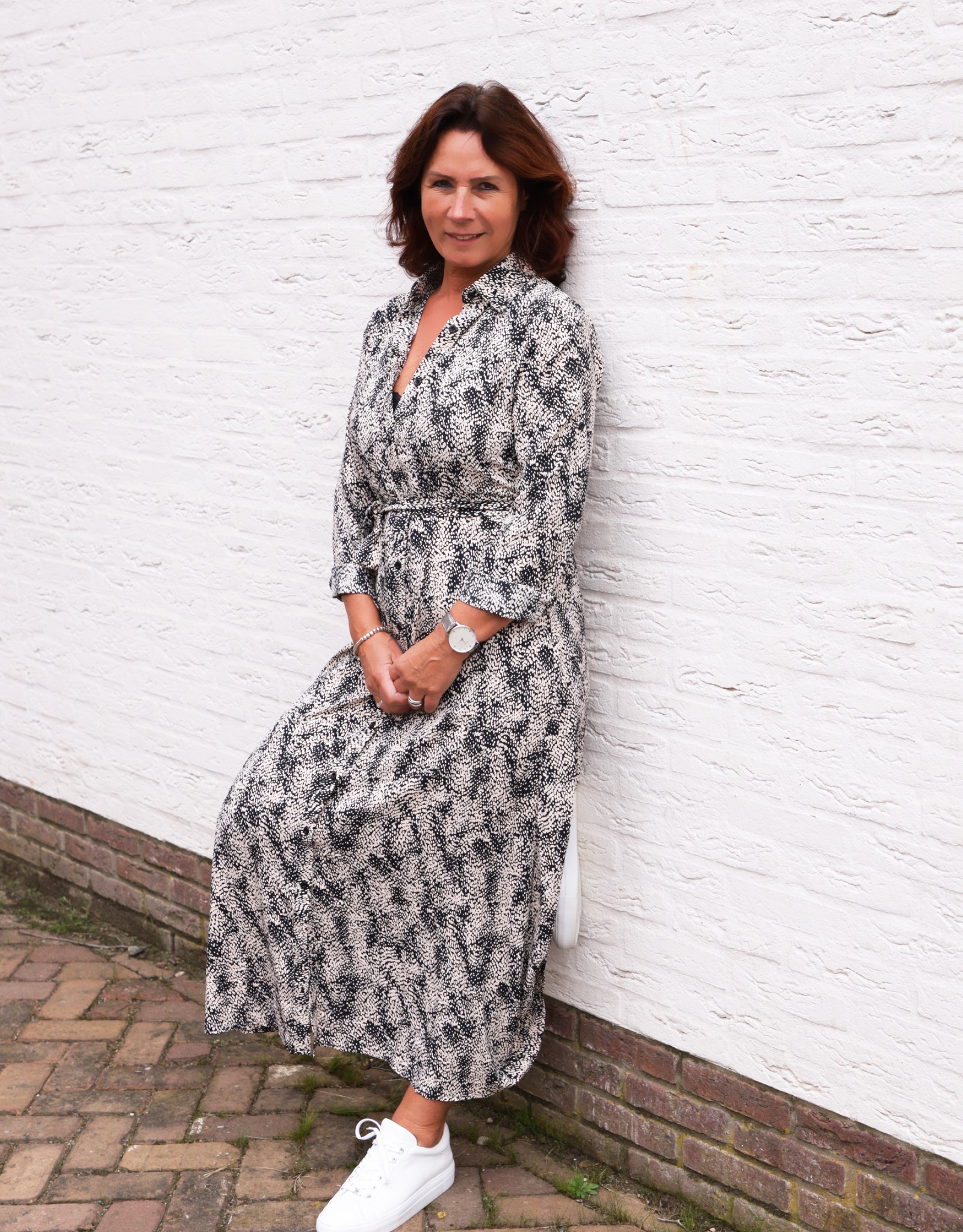 Maxi dress dierenprint creme