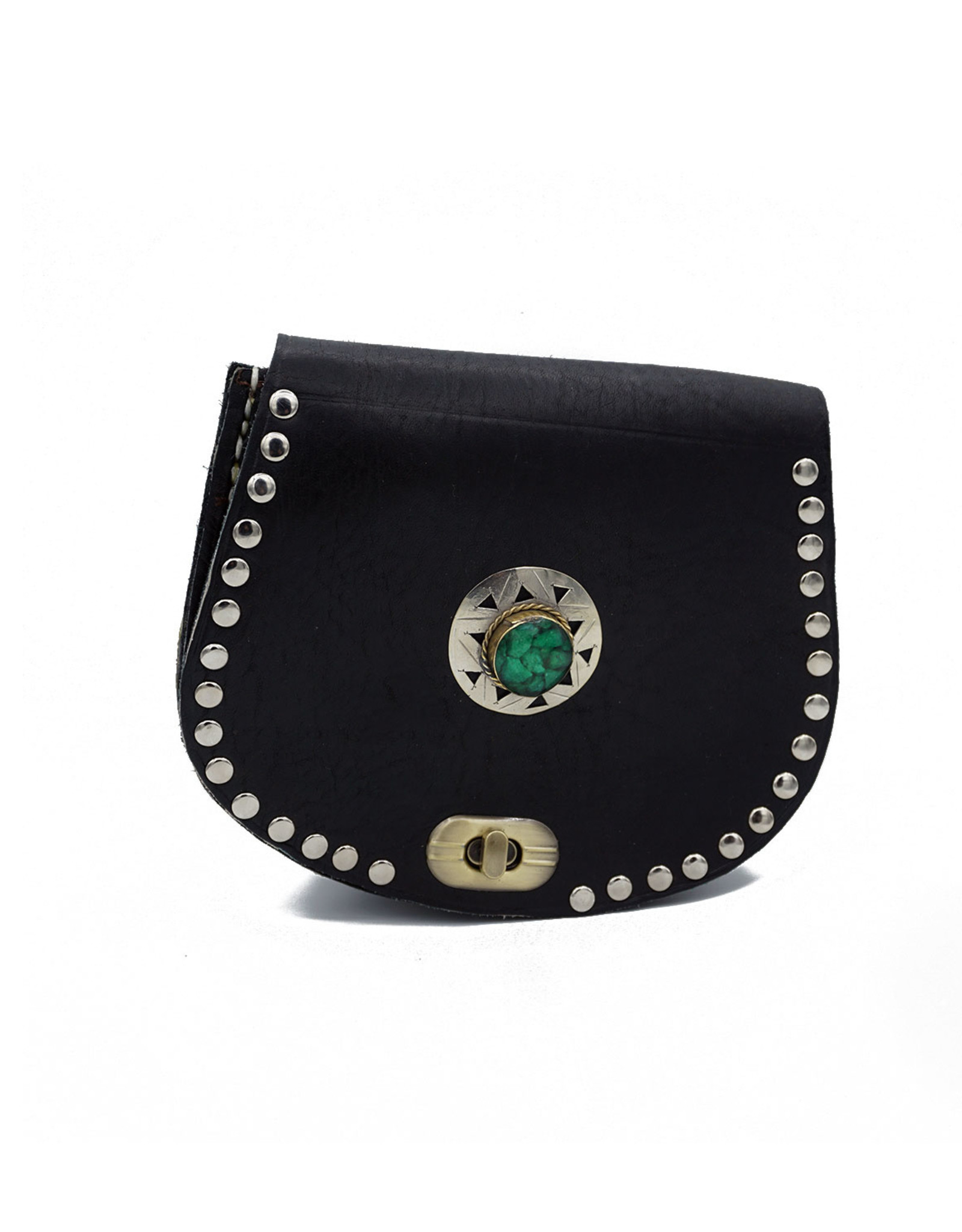 Bag Rose Black S (green stone)