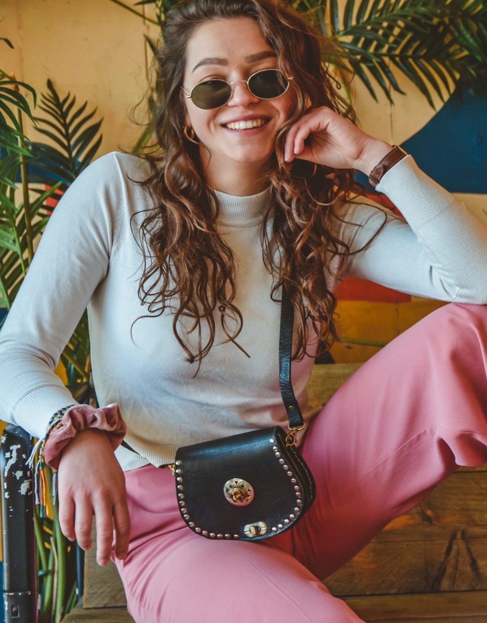 Bag Rose Black S (brown stone)