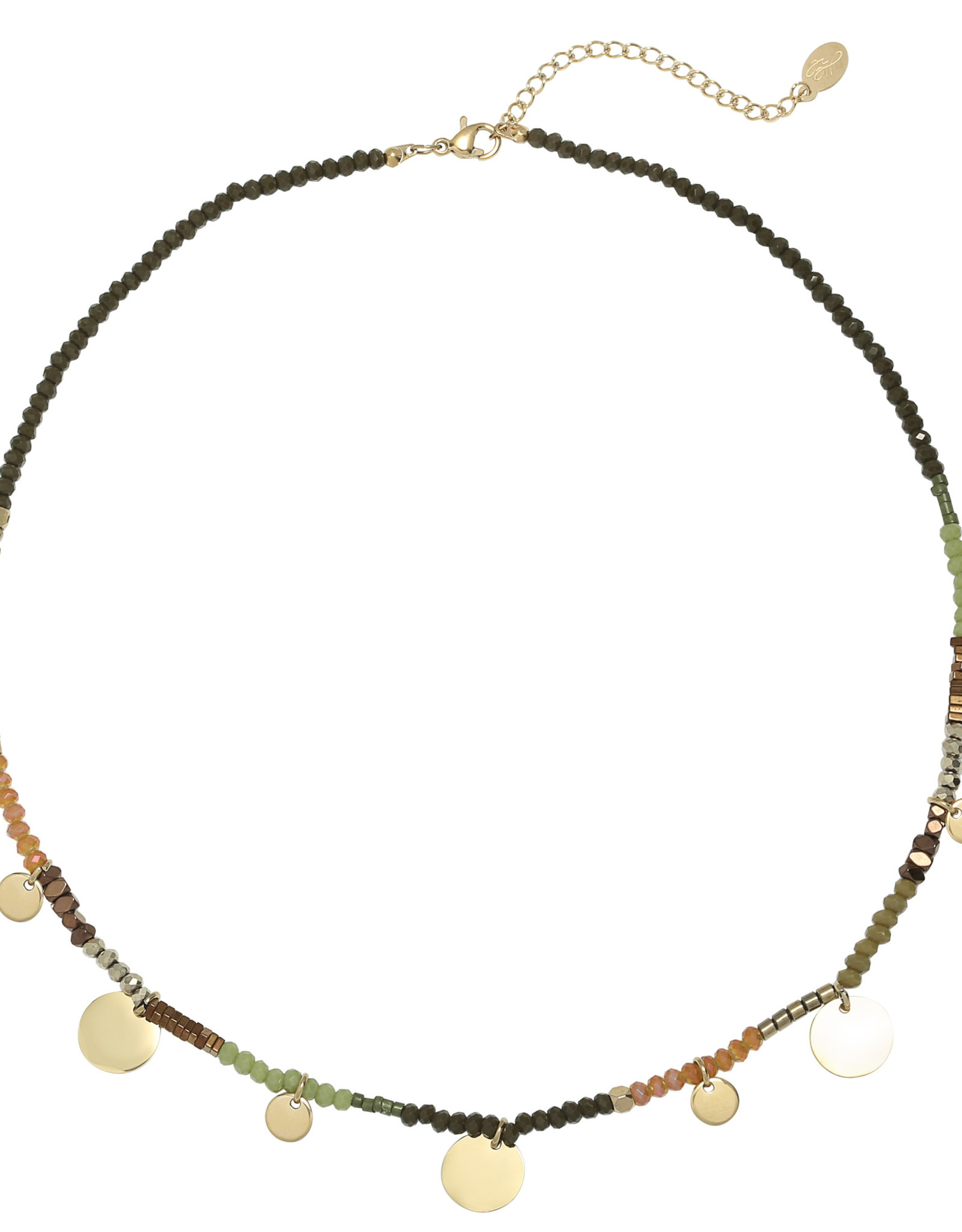 Groene ketting met gouden muntjes