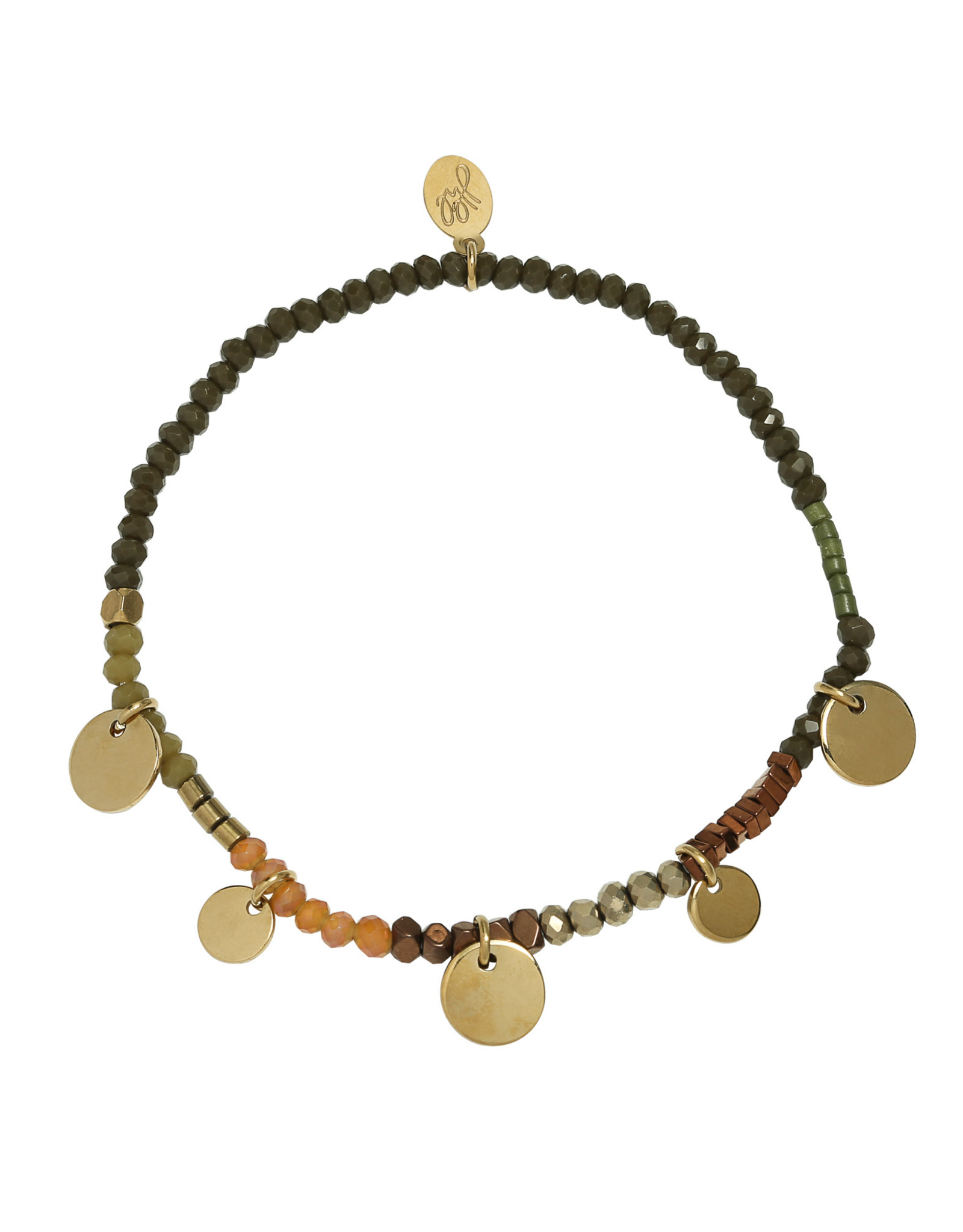 Groene armband met gouden muntjes