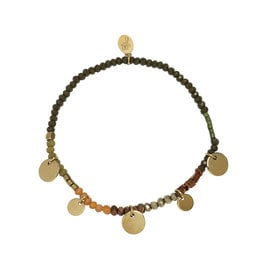 Groene armband met gouden muntjes