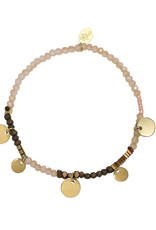 Roze armband met gouden muntjes