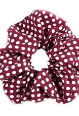 Scrunchie katoen rood met witte stippen