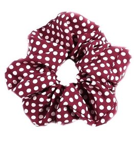 Scrunchie katoen rood met witte stippen