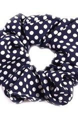 Scrunchie katoen navy met witte stippen