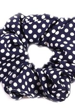 Scrunchie katoen navy met witte stippen