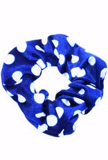 Scrunchie stip felblauw wit velvet