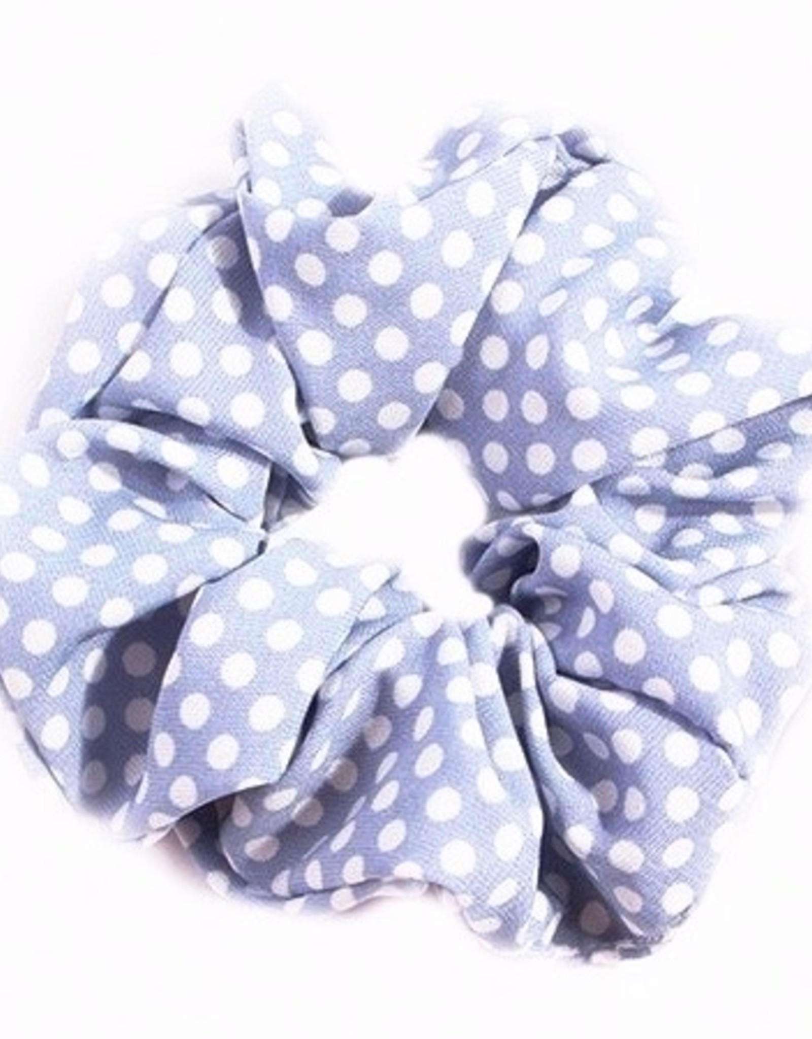 Scrunchie katoen blauw met witte stippen