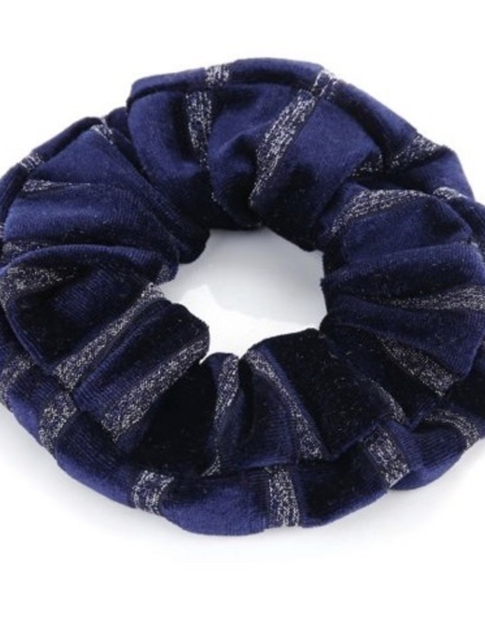 Scrunchie velvet navy met glitters