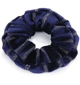 Scrunchie velvet navy met glitters