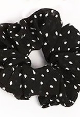Scrunchie stof zwart met witte stippen