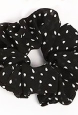 Scrunchie stof zwart met witte stippen Scrunchie stof zwart met witte stippen