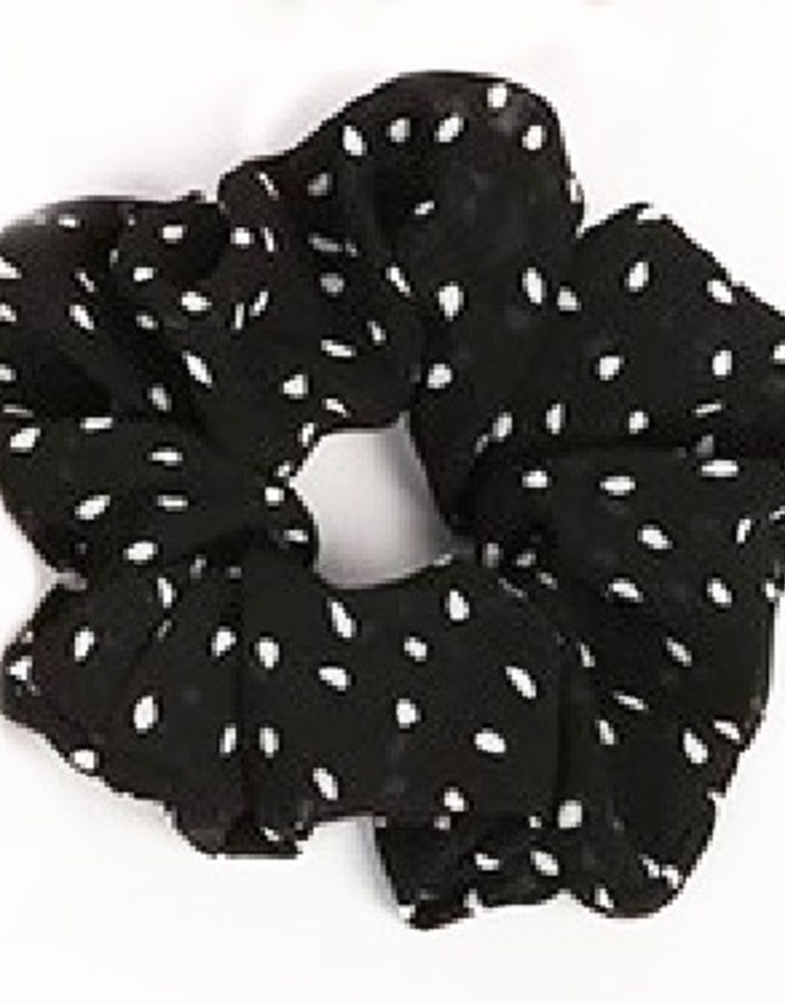 Scrunchie stof zwart met witte stippen