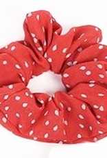 Scrunchie stof rood met witte stippen