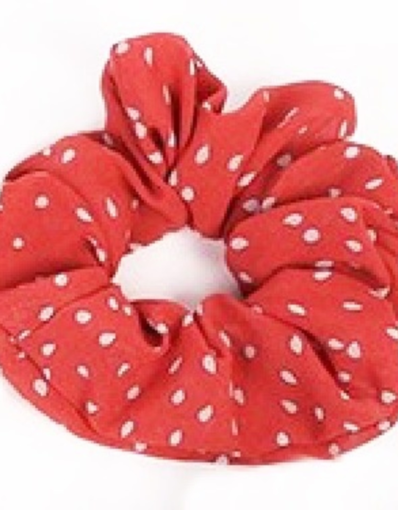 Scrunchie stof rood met witte stippen