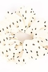Scrunchie stof wit met zwarte stippen Scrunchie stof wit met zwarte stippen