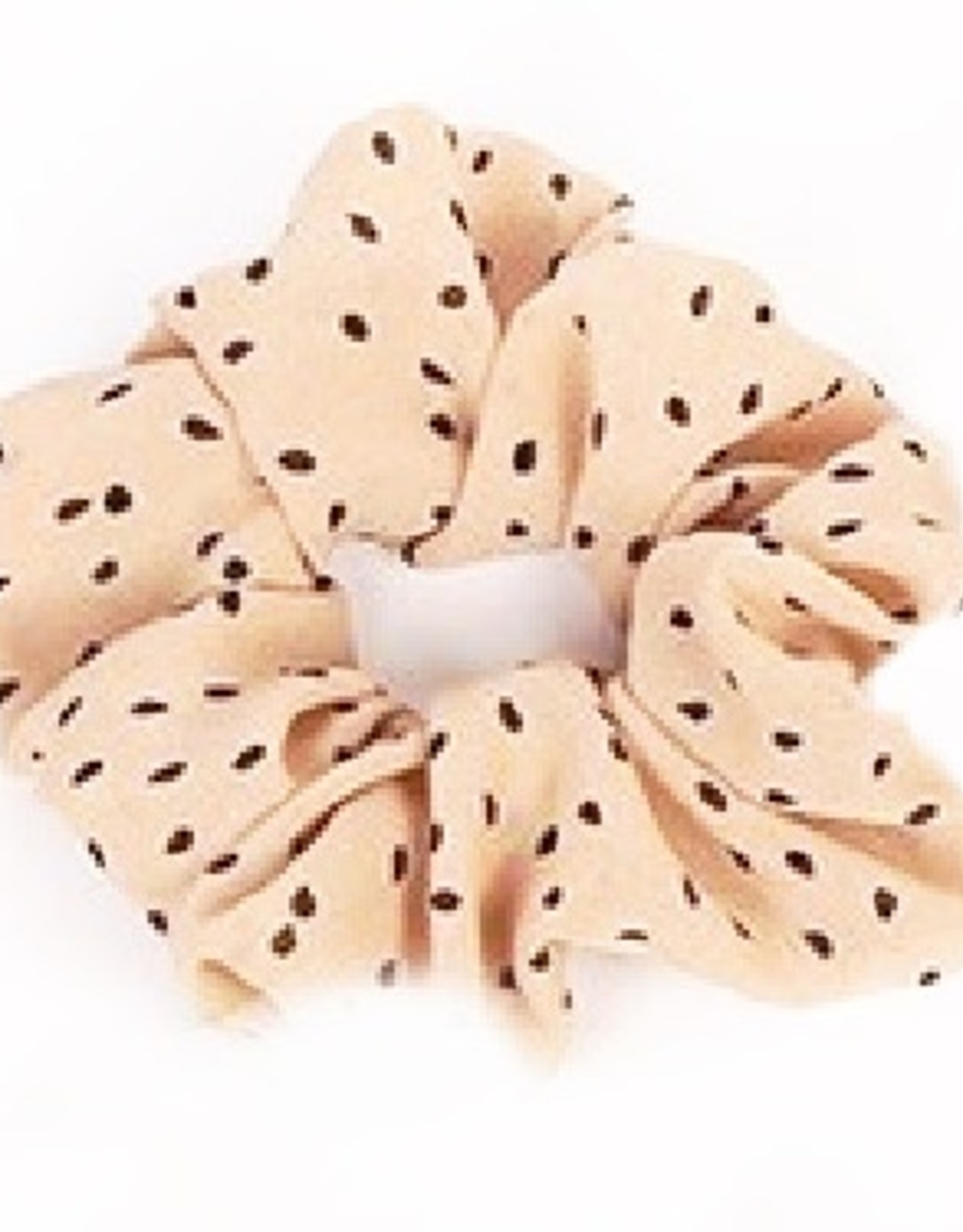 Scrunchie stof creme met zwarte stippen