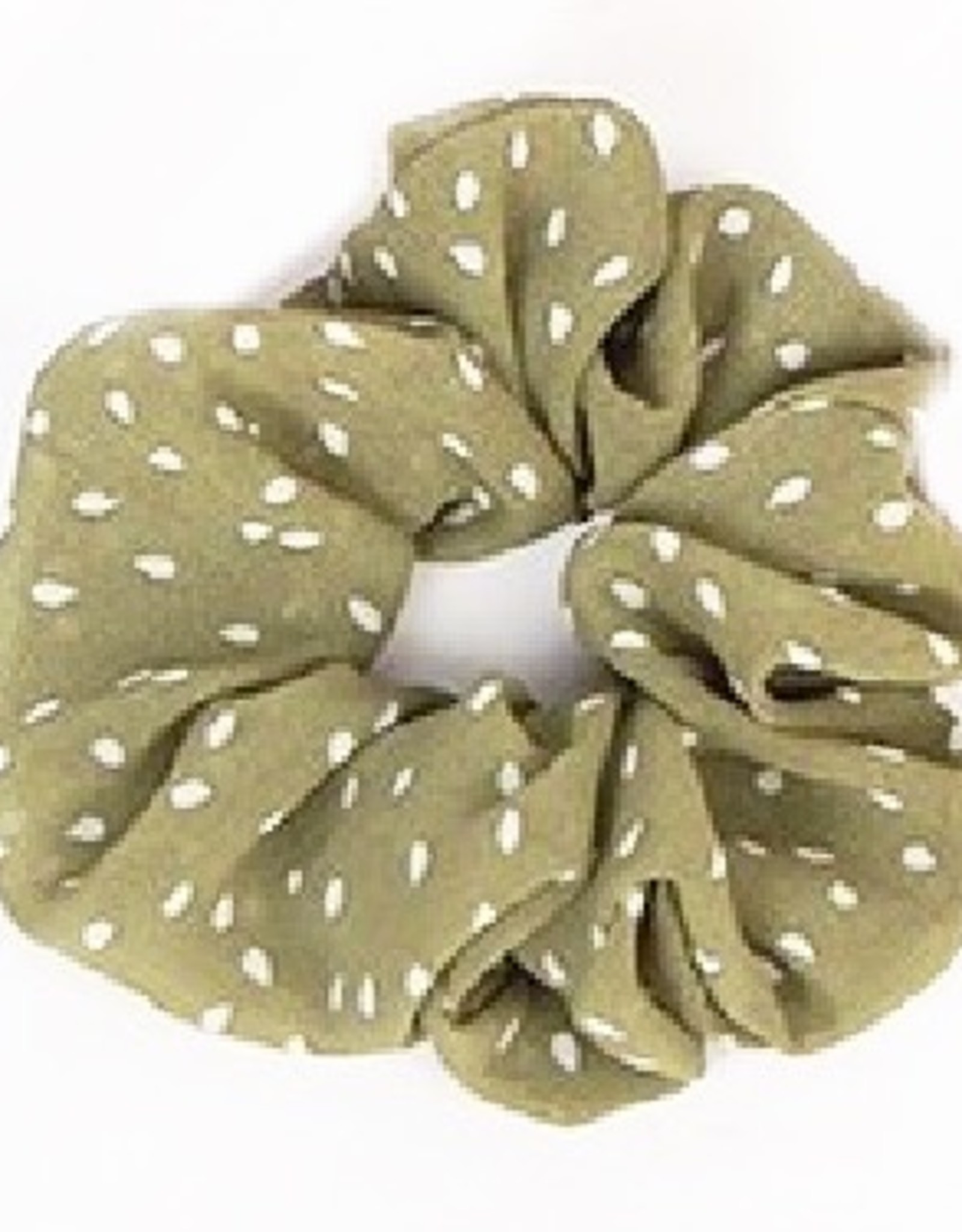 Scrunchie stof groen met witte stippen