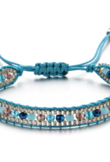 Gevlochten armband crystal blauw