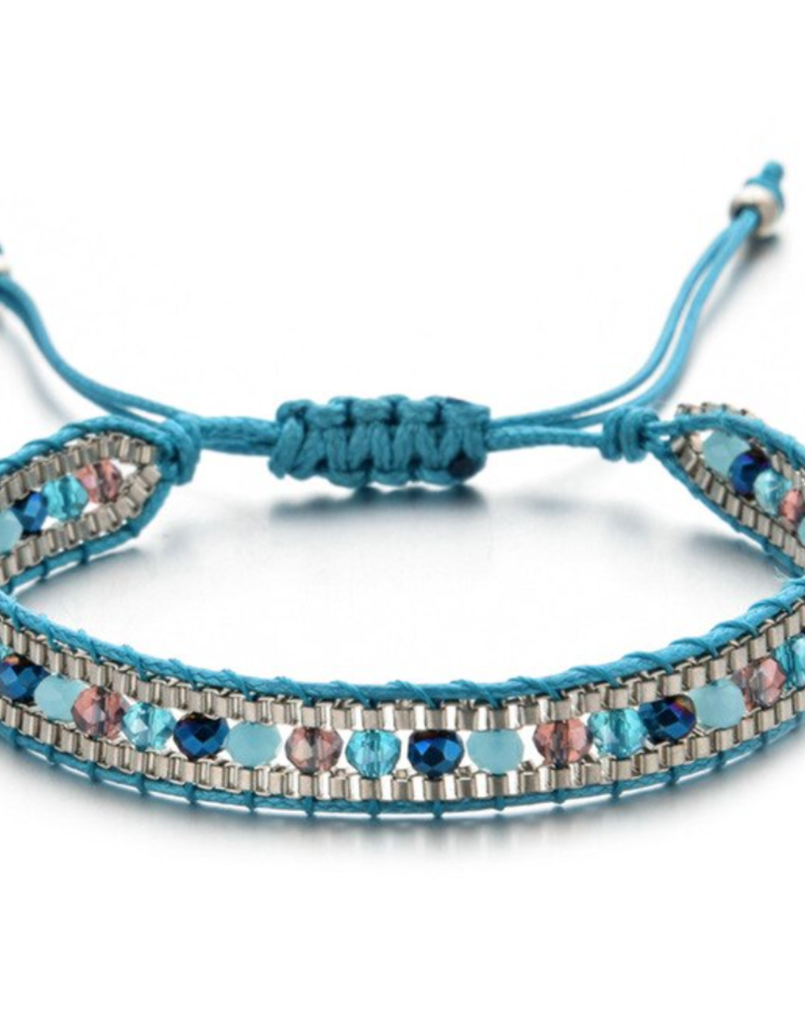 Gevlochten armband crystal blauw