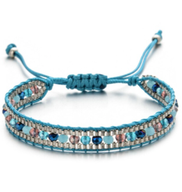 Gevlochten armband crystal blauw
