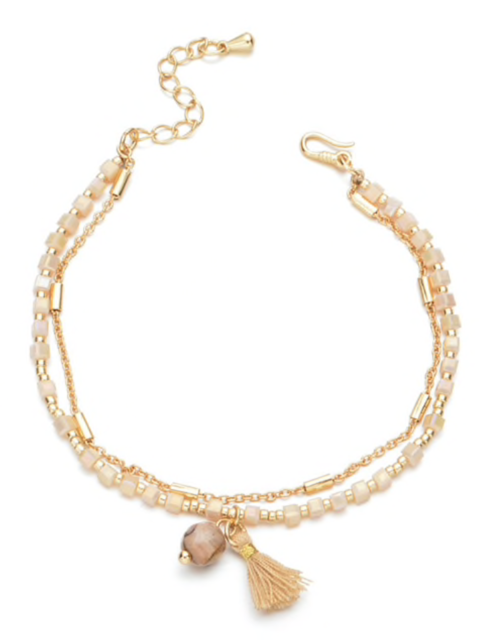 Gouden armband met creme kralen