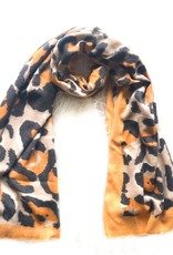 Sjaal oker zwart  grote  panterprint Sjaal oker zwart  grote  panterprint