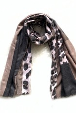 Sjaal zwart bruin panterprint