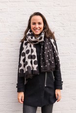Sjaal zwart beige stippen Sjaal zwart beige stippen
