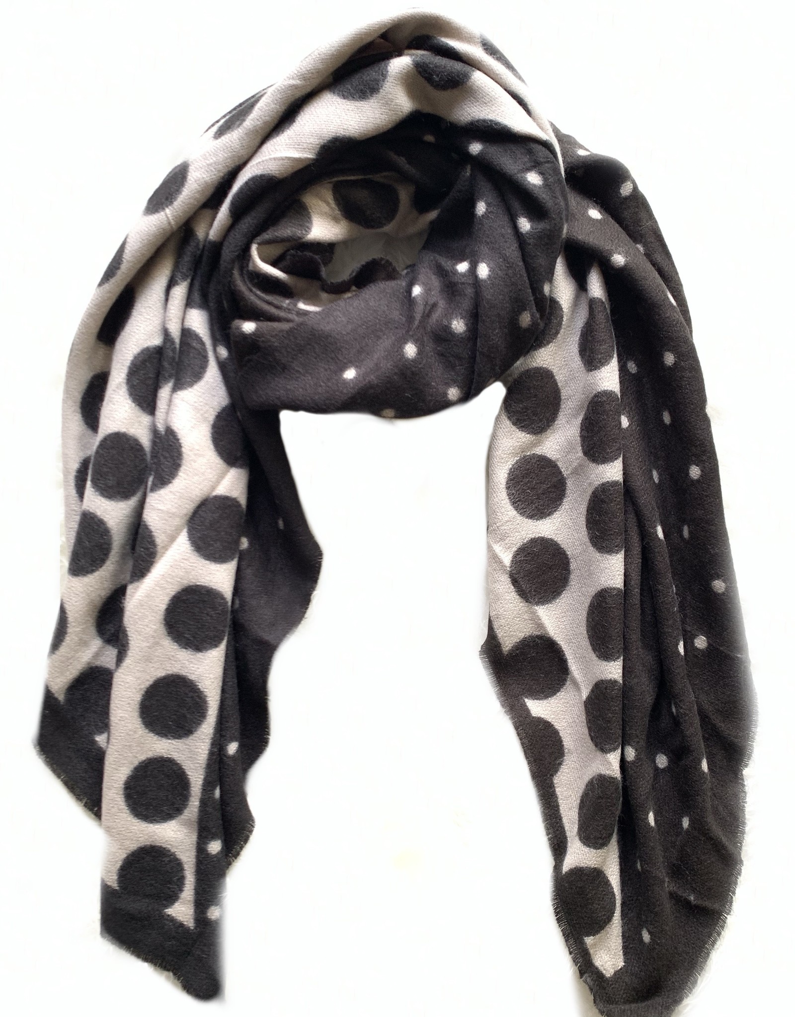 Sjaal zwart beige stippen