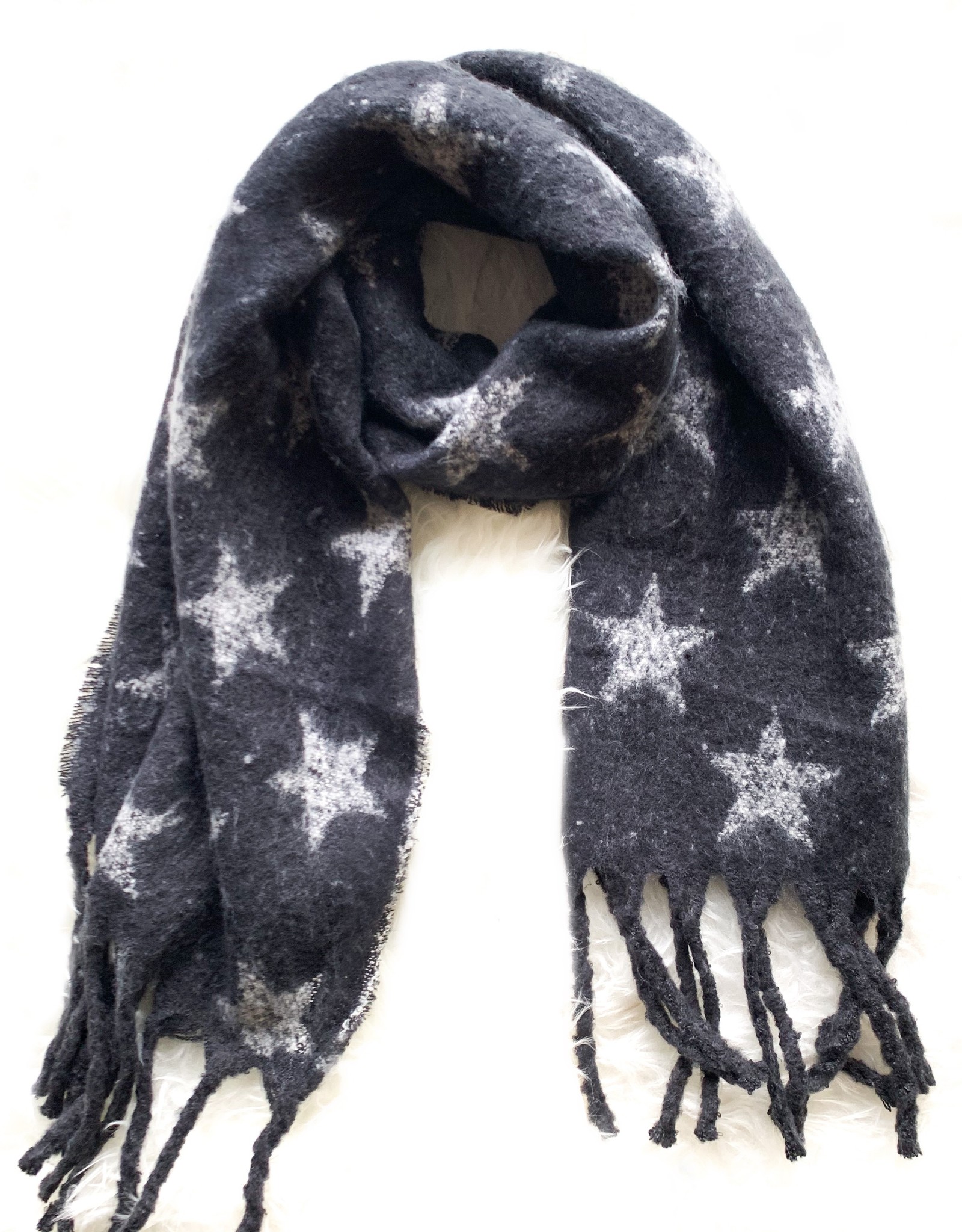 Sjaal zwart grijze ster